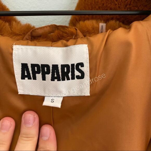 APPARIS Camel Faux Fur Cinch Soft Waist Hooded Jacket S - Picture 3 of 11